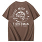 Jesus Made Me A Fisherman Pattern Print 100%Cotton T-Shirt