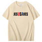 Jesus Saves Usa Pattern Print 100%Cotton T-Shirt