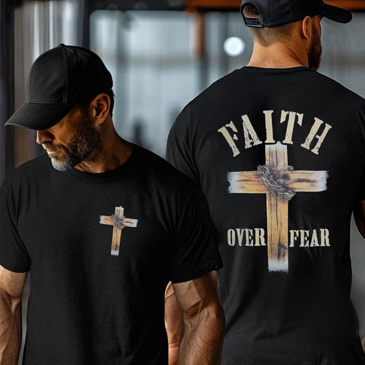 Faith Over Fear  Pattern Print 100%Cotton T-Shirt
