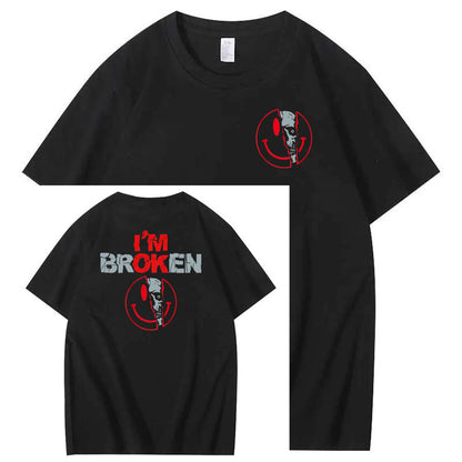 I'm Broken Skull Smile Pattern 100% Cotton T-Shirt