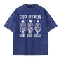Stuck Between IDK IDC And IDGAF Skeleton Squatting On The Toilet Pattern Crew Neck T-Shirt