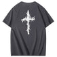 Nails Cross Pattern Print Crew Neck T-Shirt