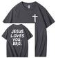 Jesus elsker dig, bror, 100% bomulds t-shirt med mønsterprint