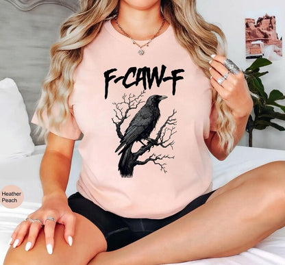 F-Caw-F Black Crow Pun Funny Bird Cawing Grunge T-Shirt