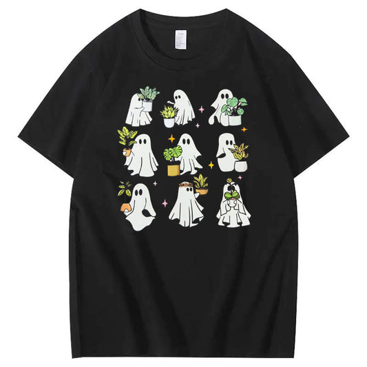 Halloween Ghost Plant  Pattern  Print 100%Cotton T-Shirt