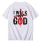 I Walk With God Pattern Printing Print Crew Neck T-Shirt