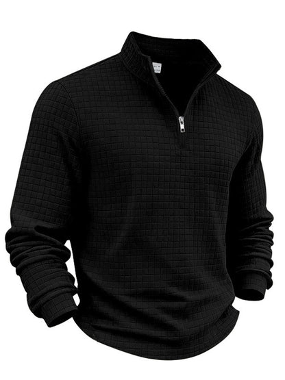 Men's Solid Color Waffle Weave Pullover Sweatshirt