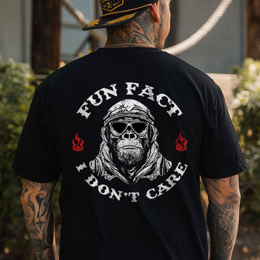 FUN FACT I DON'T CARE Chimpanzee Print Men's T-shirt