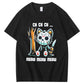 Halloween Funny  Cat Lovers Ch Ch Ch Pattern 100% Cotton  T-Shirt