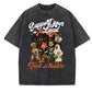 Support Your Local Trick or Treaters Pattern Washed Distressed Crew Neck 100% Cototon T-Shirt