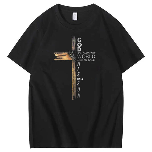 T-shirt med rund hals og gudmønster