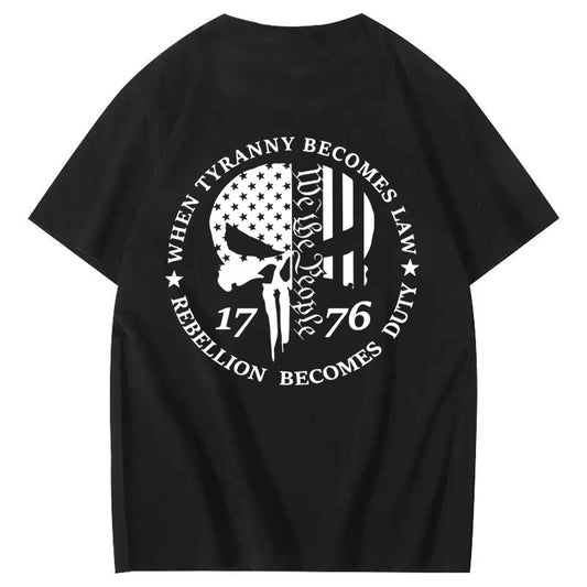 We Are People 1776 Skull Pattern Print 100%Cotton T-Shirt