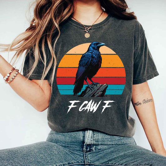 F-Caw-F Funny Crow Shirt, Black Crow Moonlit Raven Unisex T-shirt