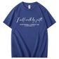 T-shirt med rund hals og I Will Walk By Faith-print