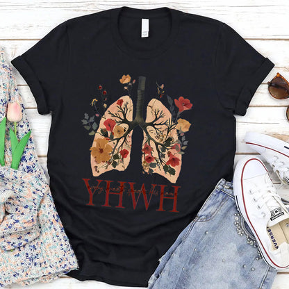 YHWH Every Breath Speak His Name Pattern Round-Neck T-Shirt