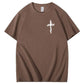 Nails Cross Pattern Print Crew Neck T-Shirt