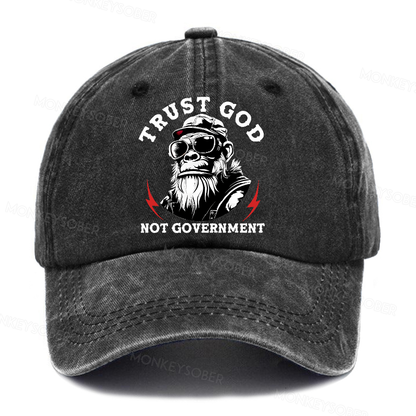 Trust God Not Government Washed Baseball Caps