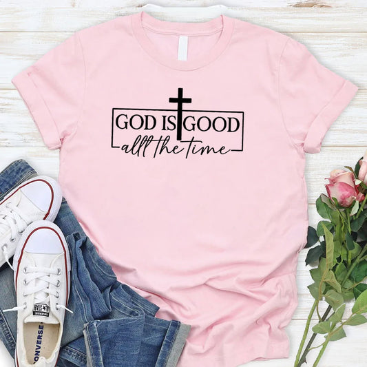 God Is Good All The Time Pattern Round-Neck T-Shirt