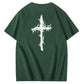 Nails Cross Pattern Print Crew Neck T-Shirt