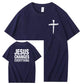 Jesus Changes Everything Pattern Print Crew Neck T-Shirt