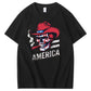 Independence Day Skull America Pattern Print 100%Cotton T-Shirt