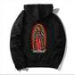 Praying Goddess Letter Graphic Black Print Hoodie