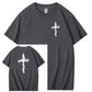 Nails Cross Pattern Print Crew Neck T-Shirt