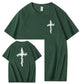 Nails Cross Pattern Print Crew Neck T-Shirt