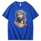 Watercolor Jesus Pattern Print Crew Neck T-Shirt