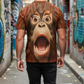 Big Mouth Shocked Monkey Funny Meme Graphic Print T-Shirt