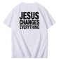 Jesus Changes Everything Pattern Print Crew Neck T-Shirt