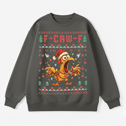 F-Caw-F Chicken Christmas 100% Cotton Sweatshirt