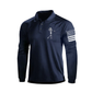 Skull Print Raglan Long Sleeve Polo Shirt