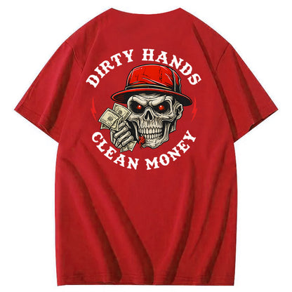 Dirty Hands Clean Money  Pattern Print 100%Cotton T-Shirt