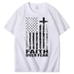 Faith Over Fear Amercian Flag Pattern Printing Print Crew Neck T-Shirt