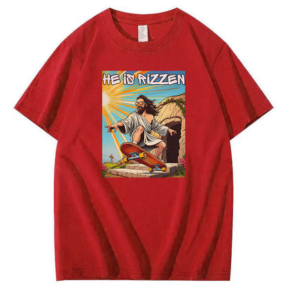 He is Rizzin Funny Cool Pattern Print Crew Neck T-Shirt