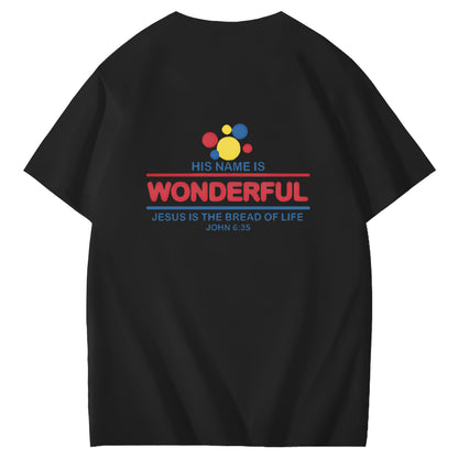 Hans navn er vidunderligt Jesus er livets brød Kunstmønster T-shirt med print