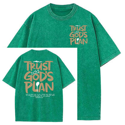 T-shirt med rund hals og mønster til vask og aldringsproces fra Stol på Guds plan
