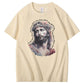 Watercolor Jesus Pattern Print Crew Neck T-Shirt