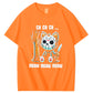 Halloween Funny  Cat Lovers Ch Ch Ch Pattern 100% Cotton  T-Shirt
