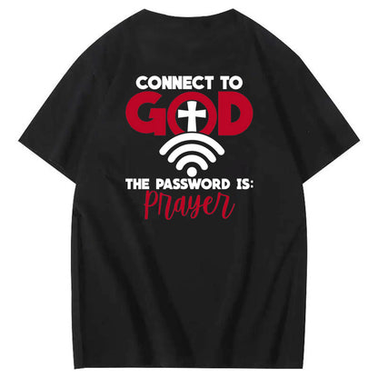 Connect To God The Password is Pattern  Print 100%Cotton T-Shirt