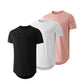 Men's 3-Pack Cotton Hipster Hip Hop Longline Crewneck T-Shirt, Men's Casual T-Shirts