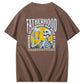 Fatherhood Skull And Beer Pattern Print Cotton T-Shirt