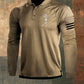 Skull Print Raglan Long Sleeve Polo Shirt