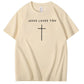 Jesus Loves You Pattern Print Crew Neck T-Shirt