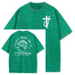 Jesus Made Me A Fisherman Pattern Washing And Aging Process Crew Neck T-Shirt