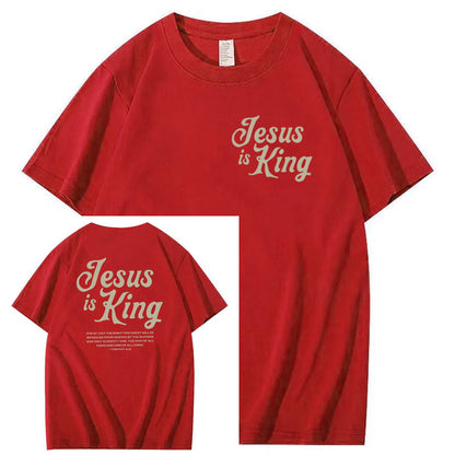 Jesus Is King Pattern  Print Cotton T-Shirt
