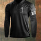 Skull Print Raglan Long Sleeve Polo Shirt