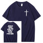 Jesus Died For Me Now I Live For Him Pattern Crew Neck T-Shirt