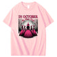 In October We Wear Pink Witch Pattern100% Cotton T-Shirt